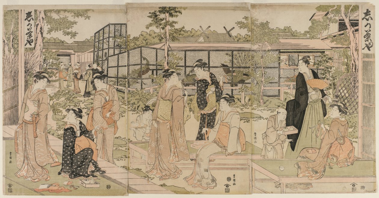 Bezoekers van het Shika Theehuis, vroege jaren 1790 door Utagawa Toyokuni
