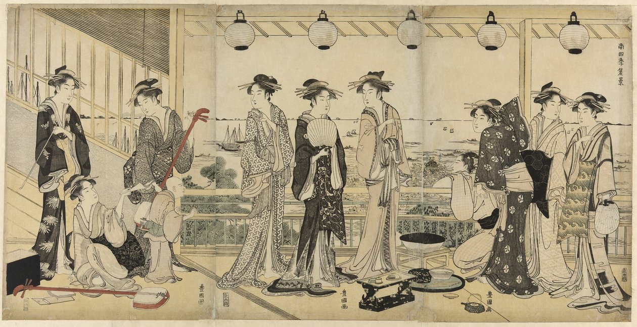 De vier seizoenen in het zuiden (Minami Shiki): Zomerscène door Utagawa Toyokuni I