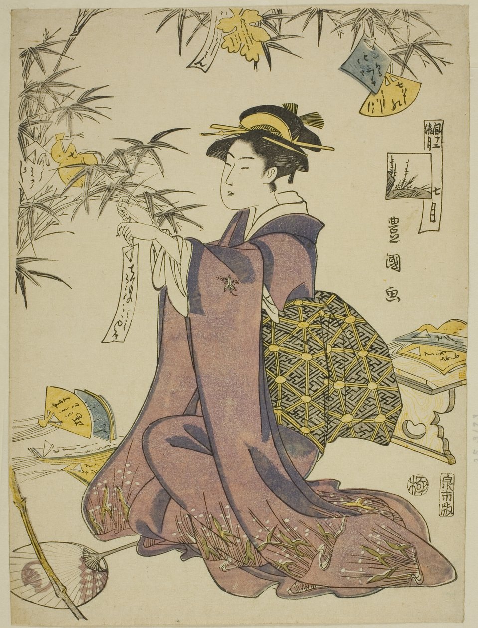 De zevende maand (Shichi gatsu), uit de serie "Modieuze twaalf maanden (Furyu junikagetsu)" door Utagawa Toyokuni I
