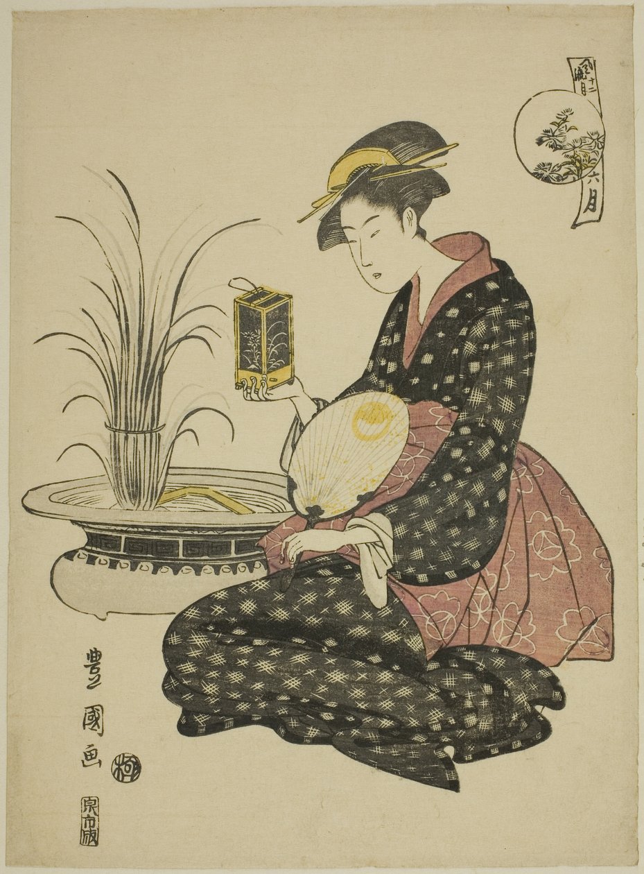 De Zesde Maand, uit de serie "Modieuze Twaalf Maanden" door Utagawa Toyokuni I