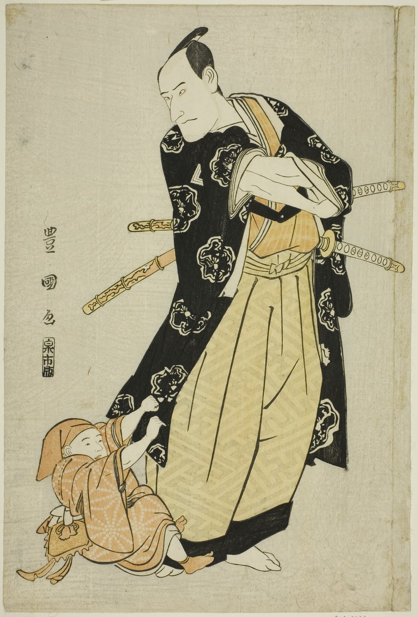 De acteur Ichikawa Danjuro VI en een jongen door Utagawa Toyokuni I