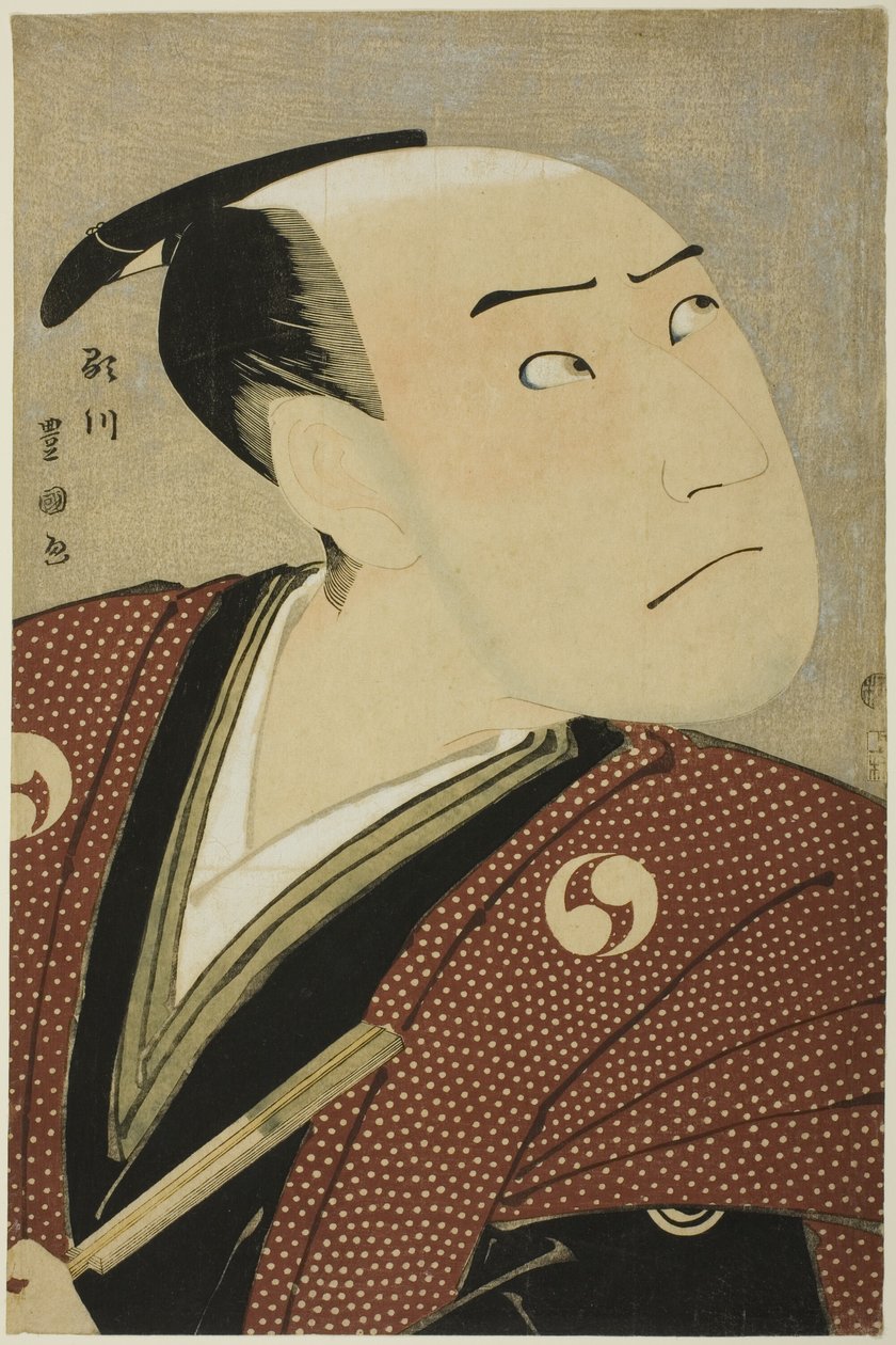 De acteur Sawamura Sojuro III als Oboshi Yuranosuke in het stuk "Edo no Hana Ako no Shiogama," uitgevoerd in het Kiri Theater in de vierde maand, 1796 door Utagawa Toyokuni I