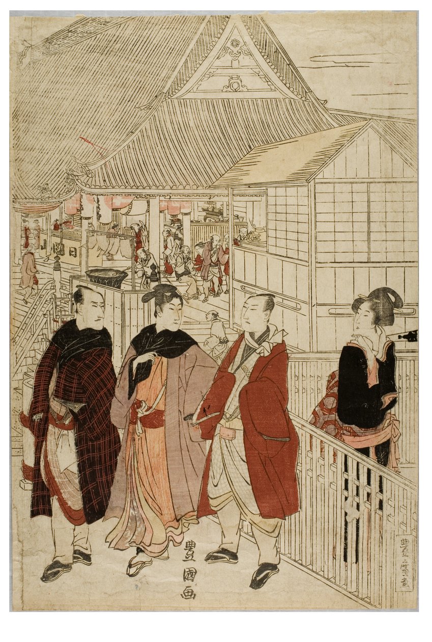 Nieuwjaarspelgrimage naar Myohoji in Horinouchi, Edo, ca. 1804-1810 door Utagawa and Toyokuni Utagawa Toyohiro