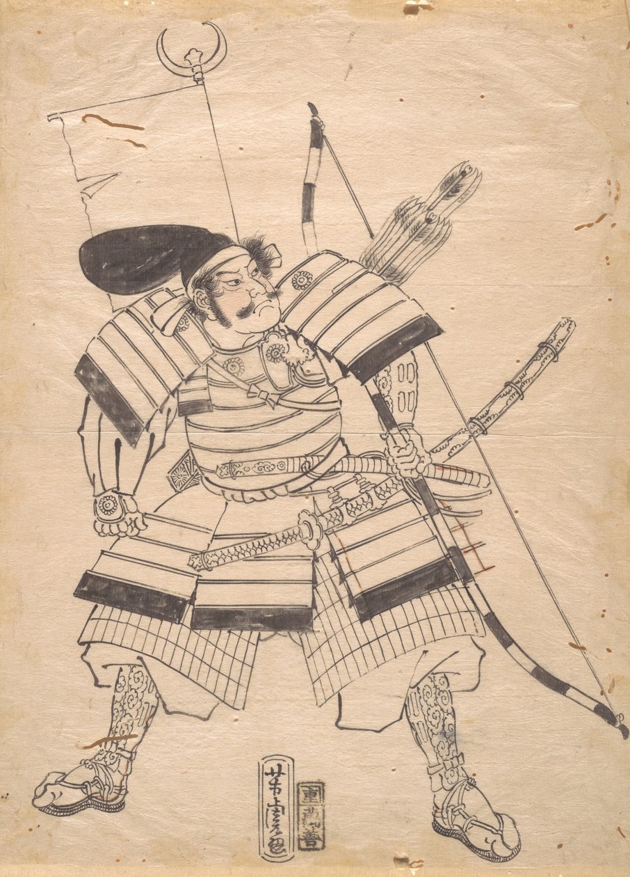 Voorbereidende tekening voor een krijgerprent door Utagawa Yoshitora