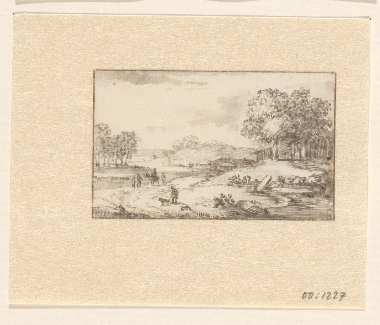 Landschap met ruiter op een zandweg door Valentijn (possibly)