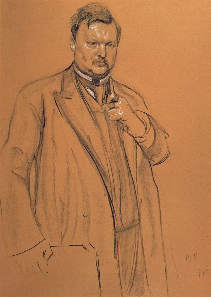 Portret van de Componist Alekandr Konstantinovich Glazunov (1865-1936), 1906 door Valentin Aleksandrovich Serov