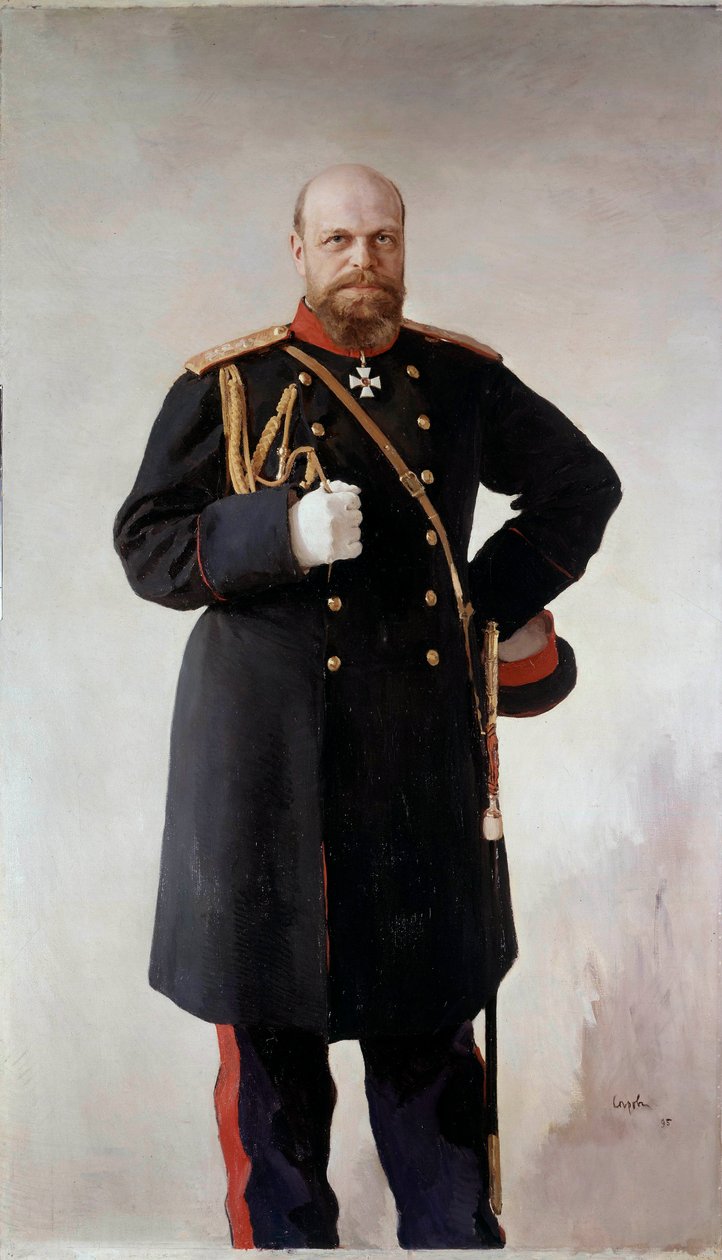 Portret van Alexander III (1845-1895), keizer van Rusland (detail) door Valentin Aleksandrovich Serov