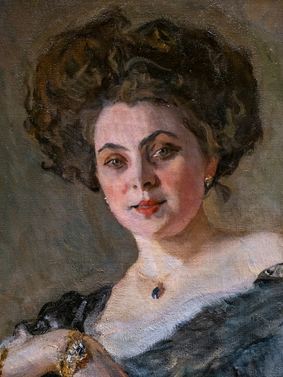Portret van Evdokiya Sergeevna Morozova (detail) door Valentin Aleksandrovich Serov