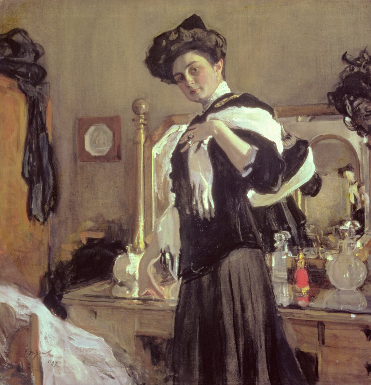 Portret van Henrietta Girshmann (1885-1970), 1907 door Valentin Aleksandrovich Serov