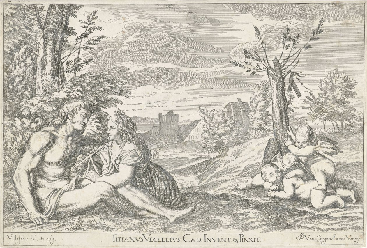 Liefdespaar in een landschap door Valentin Lefebvre