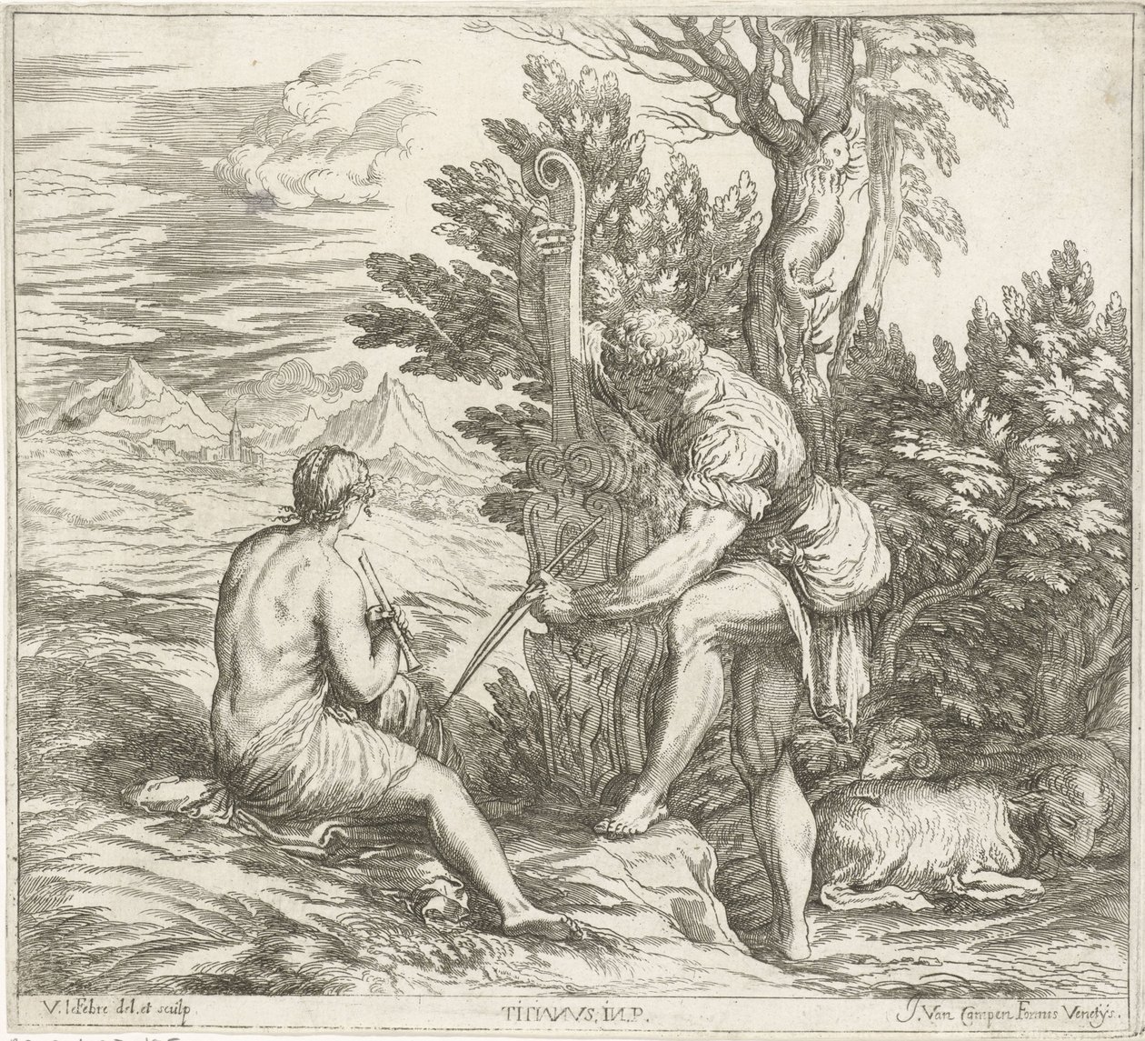 Musicerend gezelschap in de buitenlucht door Valentin Lefebvre