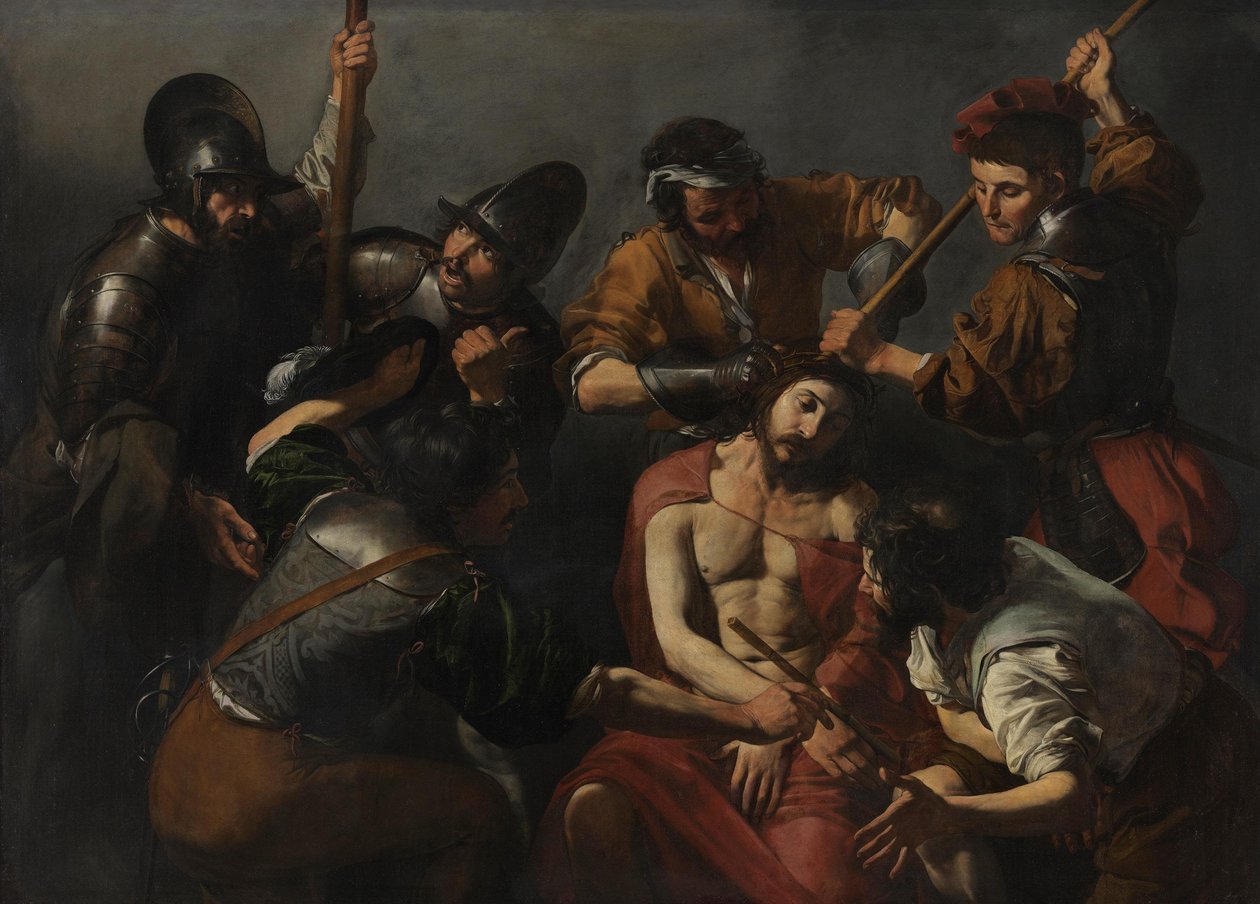 De doornenkroning van Christus door Valentin de Boulogne