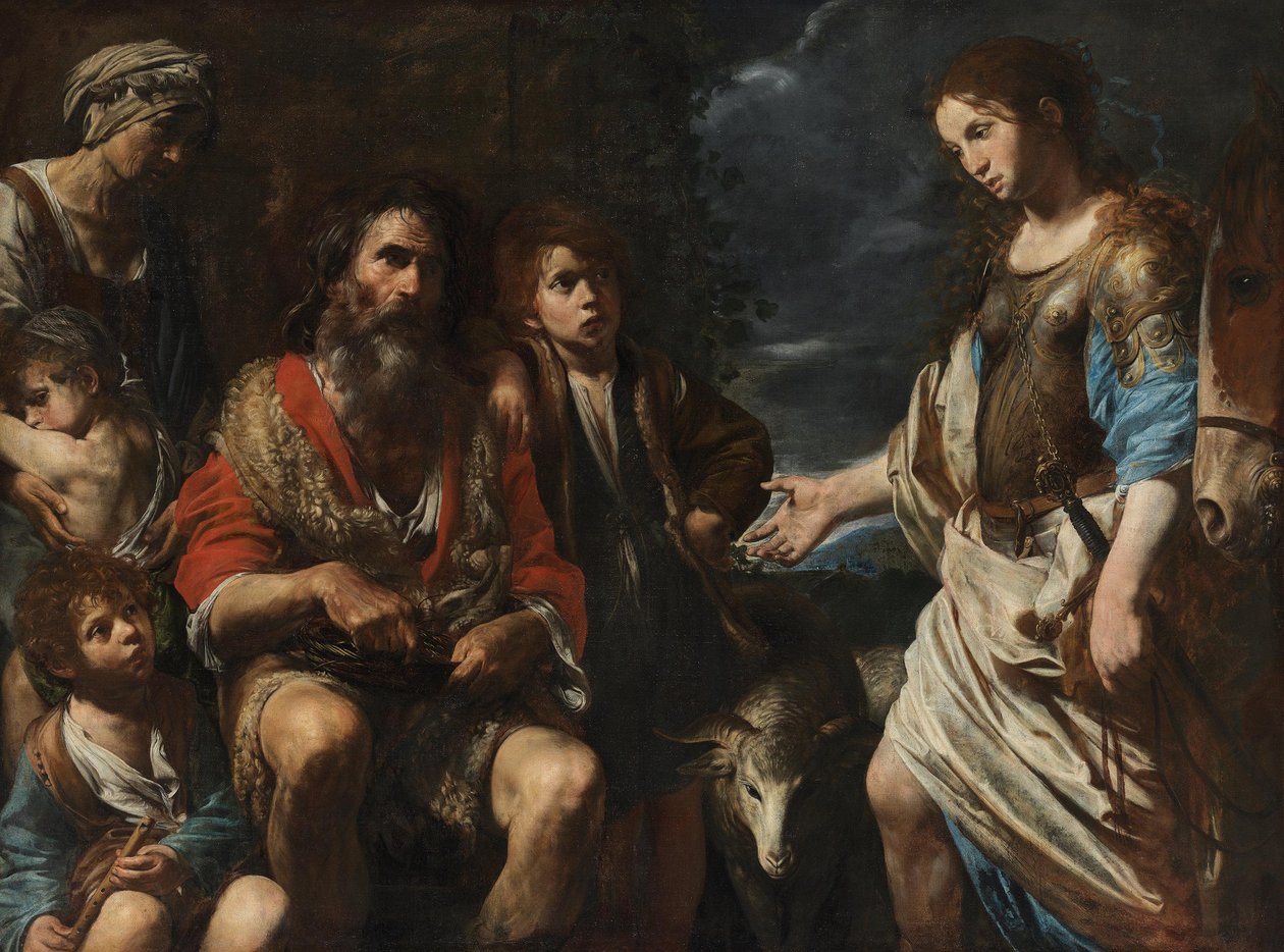 Erminia bij de herders door Valentin de Boulogne
