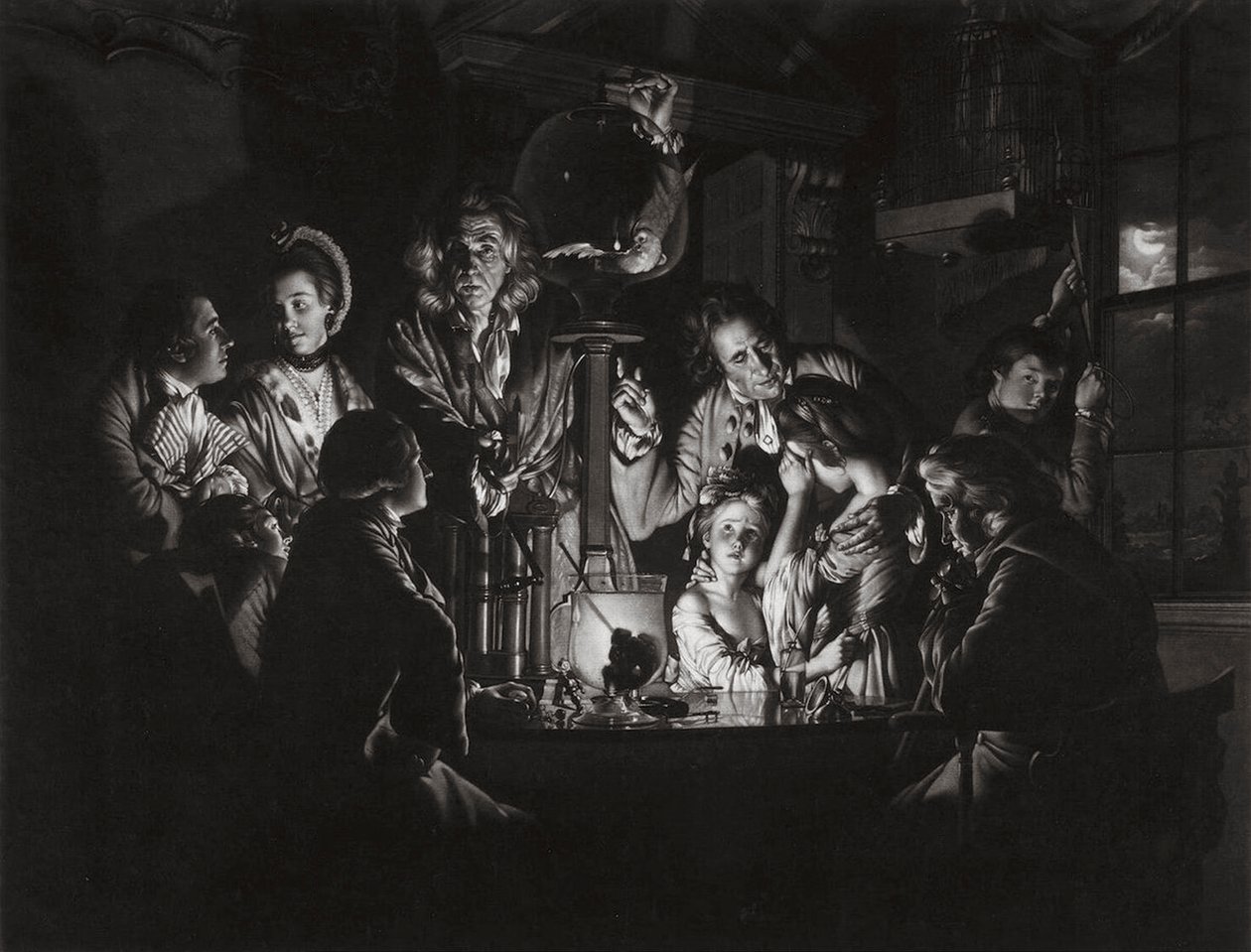 Een experiment op een vogel in de luchtpomp naar Joseph Wright of Derby door Valentine Green