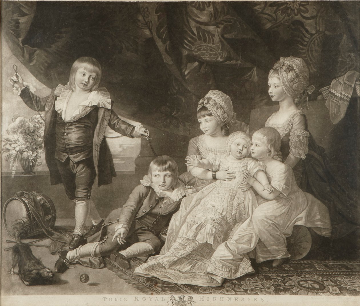 Prinses Augusta, Prinses Elizabeth, Prins Ernest, Prins Augustus, Prins Adolphus en Prinses Mary door Valentine Green