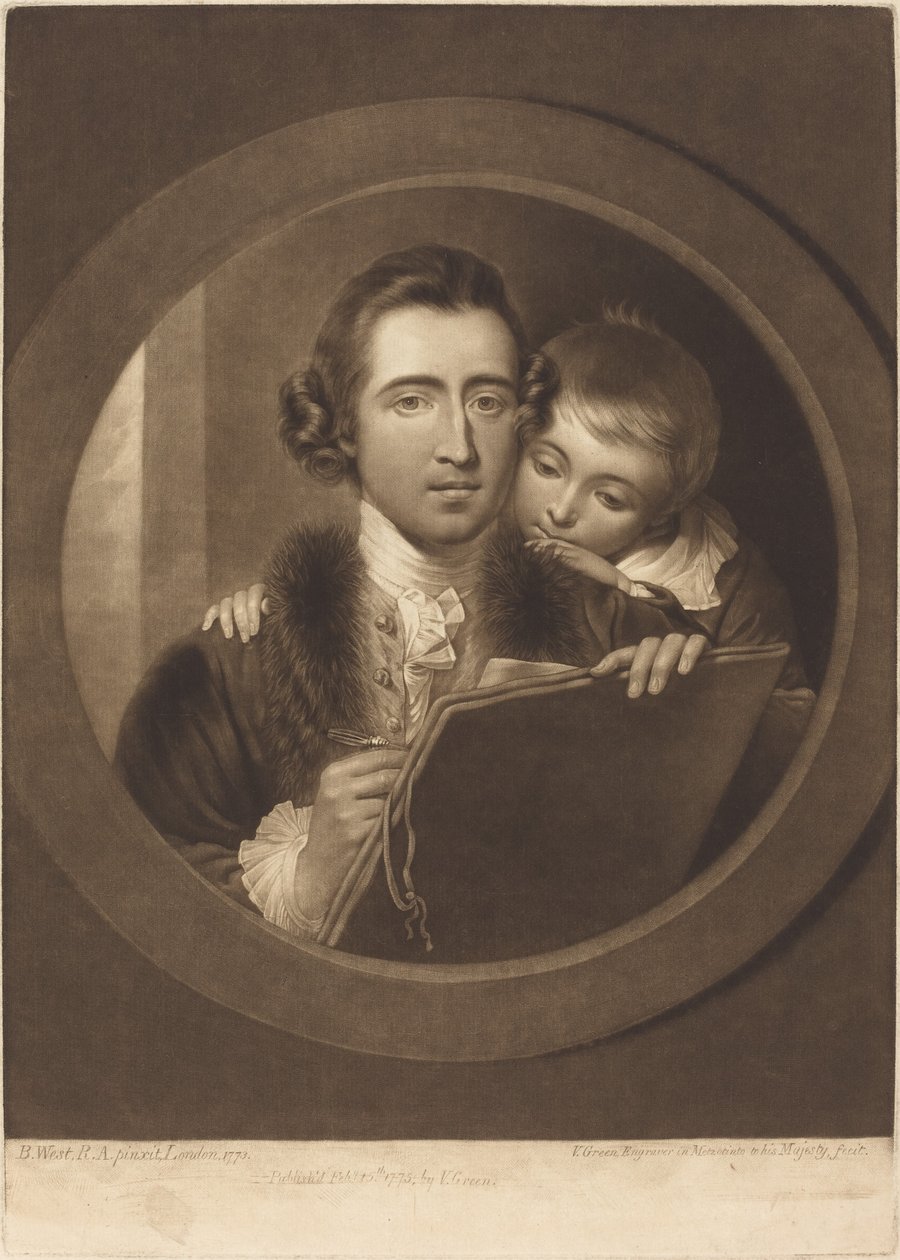 Benjamin West en zijn zoon RI West door Valentine Green after Benjamin West
