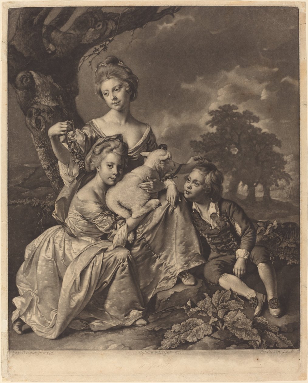 De Familie Wright (De Bradshaw Kinderen) door Valentine Green after Joseph Wright