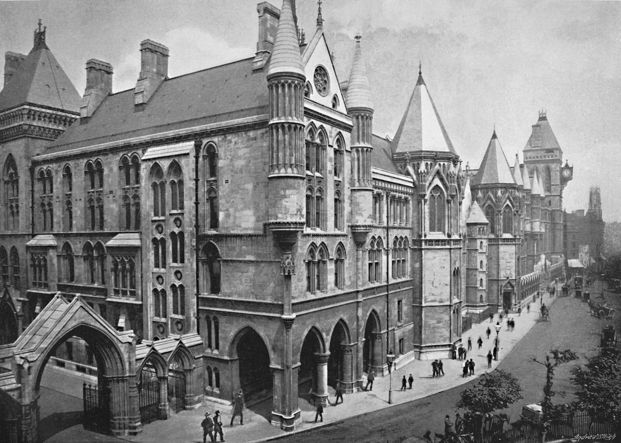 De Nieuwe Rechtbanken, Londen, ca. 1896 door Valentine and Sons Ltd