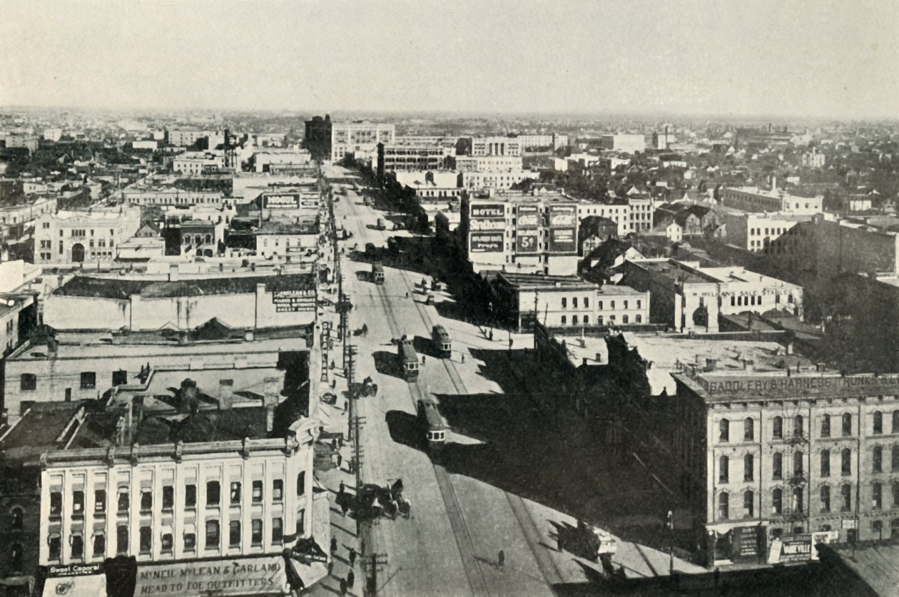 Winnipeg Vandaag, Kijkend naar Main Street. - De Snelle Groei van Modern Canada, ca. 1930 door Valentine and Sons Ltd