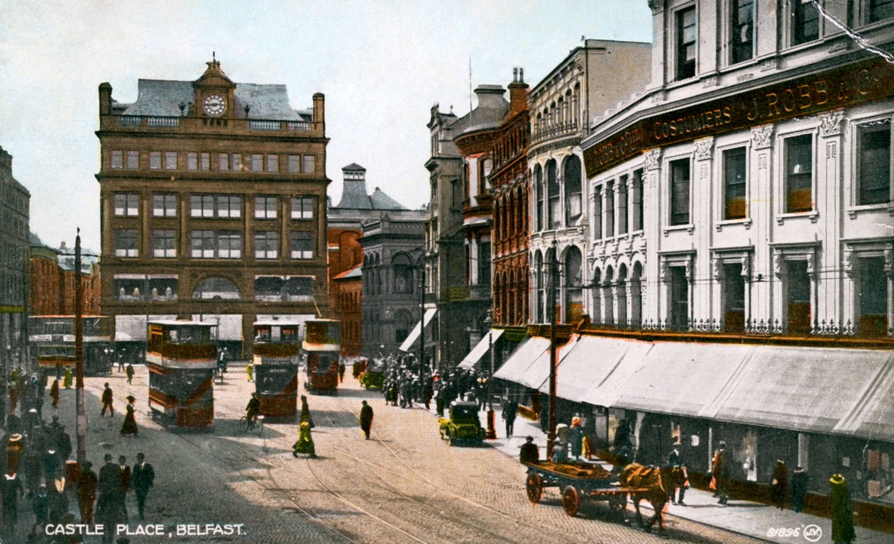 Castle Place, Belfast, begin 20e eeuw door Valentine and Sons Publishing Co