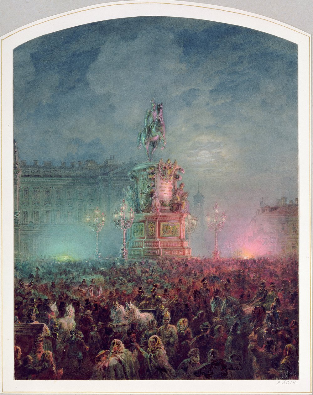 De onthulling van het Nicholas I-monument in Sint-Petersburg, 1857 door Vasili Semenovich Sadovnikov