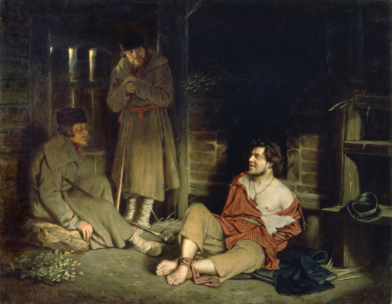 Een schurk gearresteerd, 1873 door Vasili Grigorevich Perov