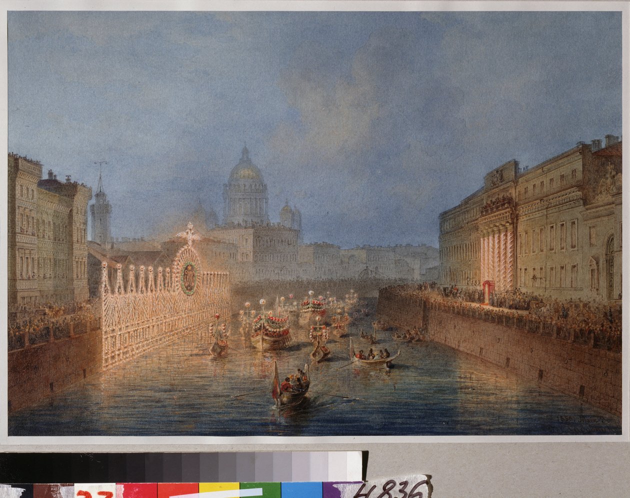 Verlichting van de rivier Moika in Sint-Petersburg door Vasili Semenovich Sadovnikov