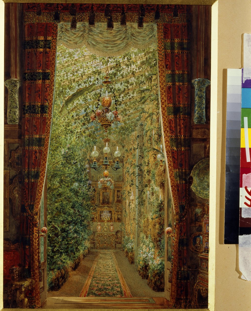De wintertuin van het Joesoepovpaleis in Sint-Petersburg door Vasili Semenovich Sadovnikov