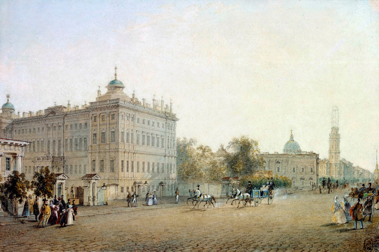 Uitzicht op de Nevsky Prospekt in Sint-Petersburg in 1830 door Vasili Semenovich Sadovnikov