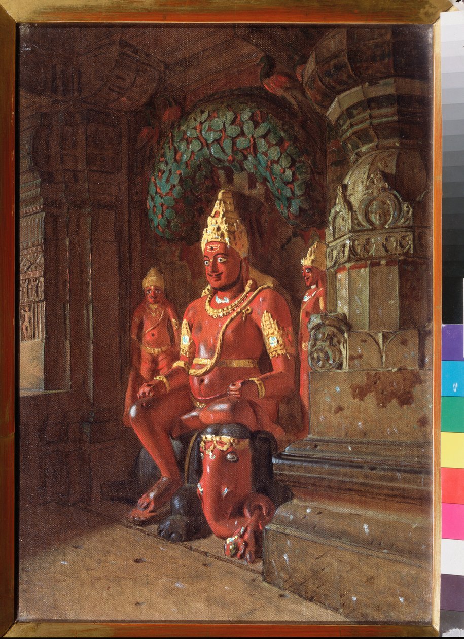 Een Vishnu-beeld in de Indra-tempel door Vasili Vasilievich Vereshchagin