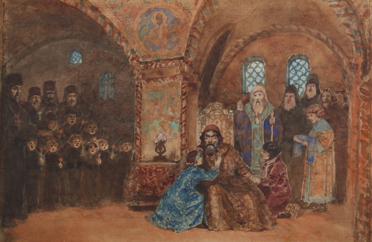Decorontwerp voor de opera Boris Godunov door M. Musorgsky door Vasilij Dmitrievich Polenov
