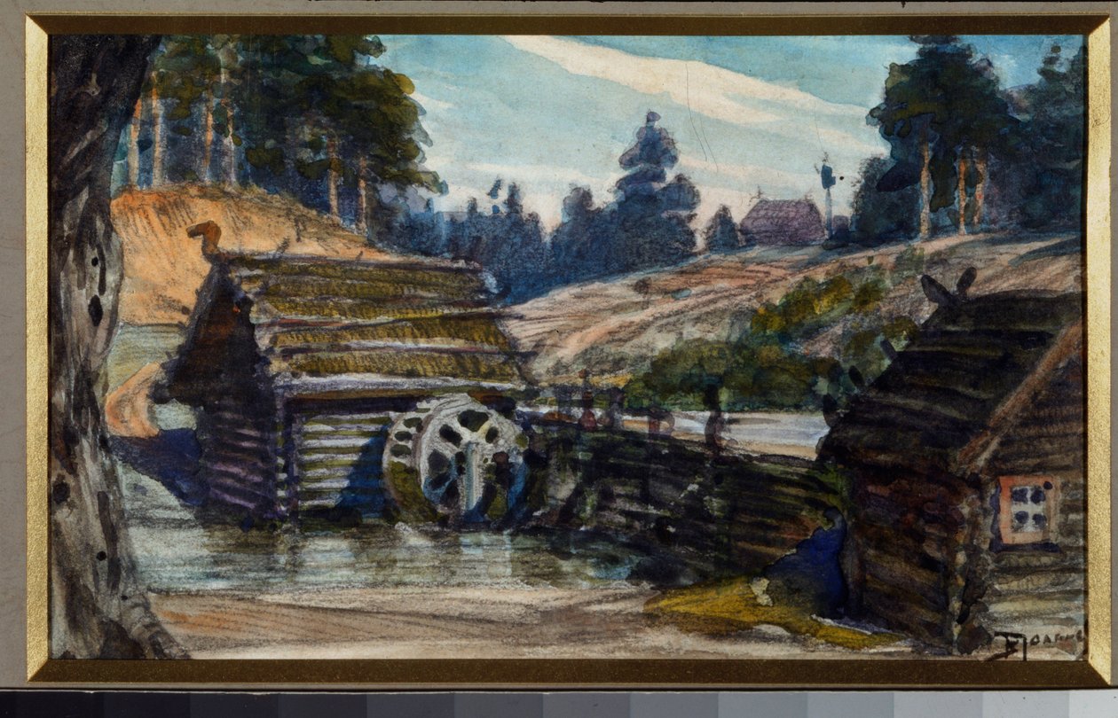 Decorontwerp voor de opera Rusalka van Alexander Dargomyzjski door Vasilij Dmitrievich Polenov