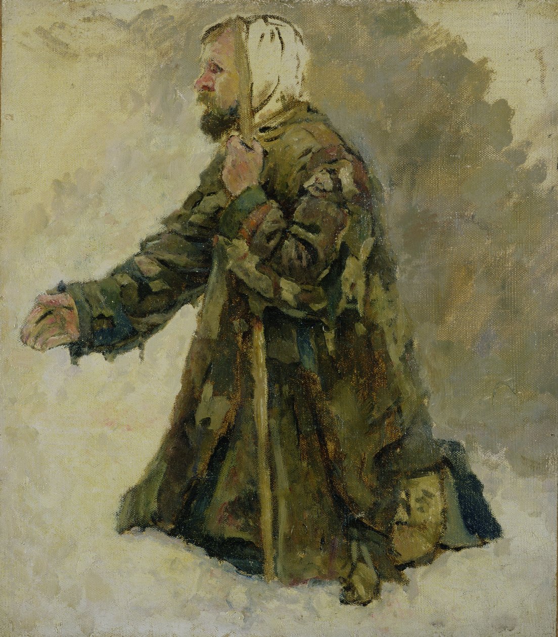 Gods dwaas op zijn knieën door Vasilij Ivanovic Surikov