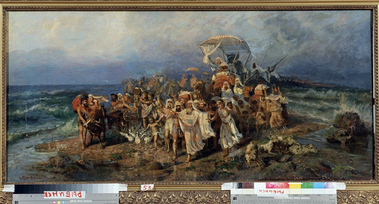 De Israëlieten steken de Rode Zee over door Vasily Alexandrovich Kotarbinsky