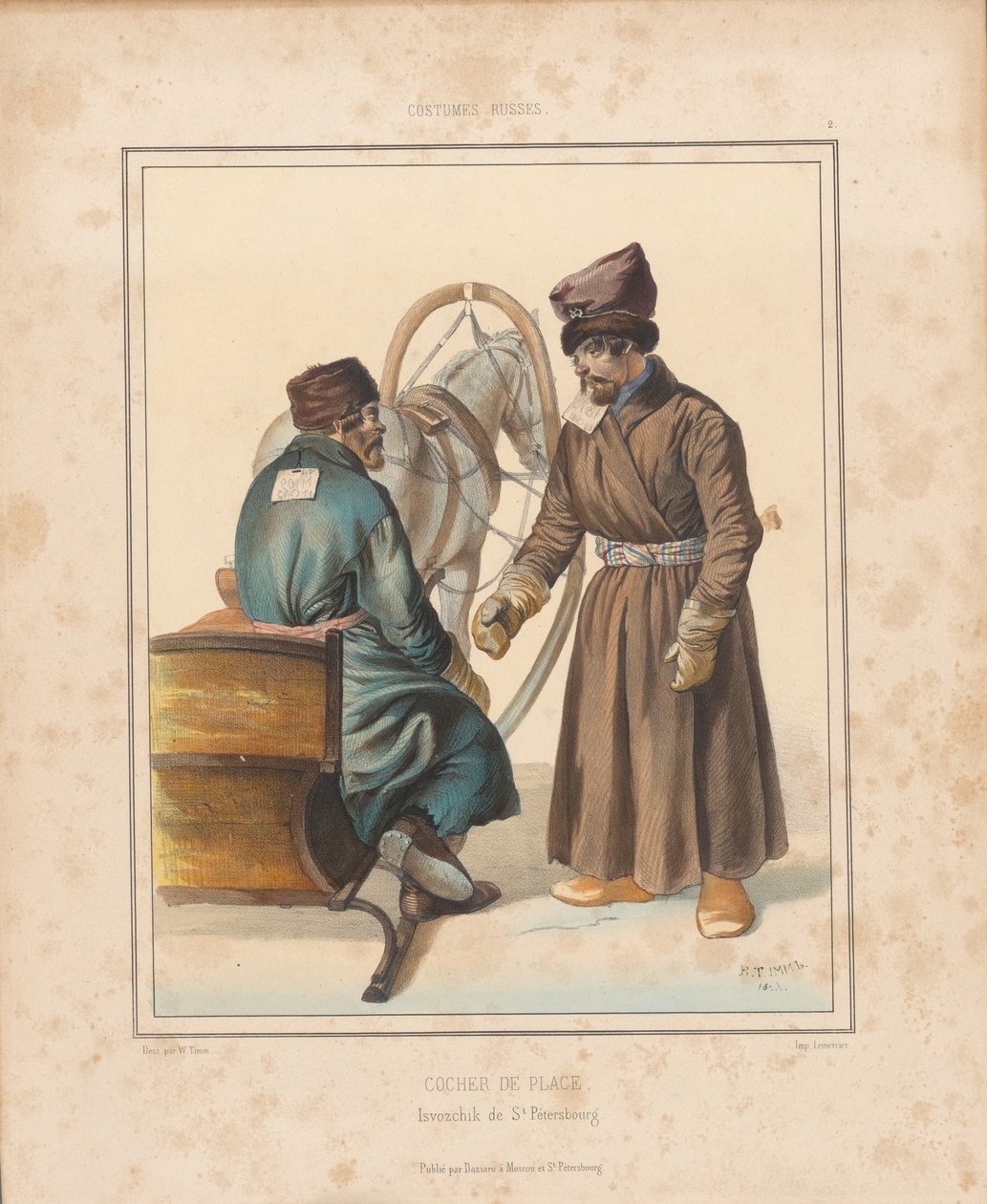 Koetsiers in Petersburg, midden 19e eeuw door Georg Wilhelm Timm