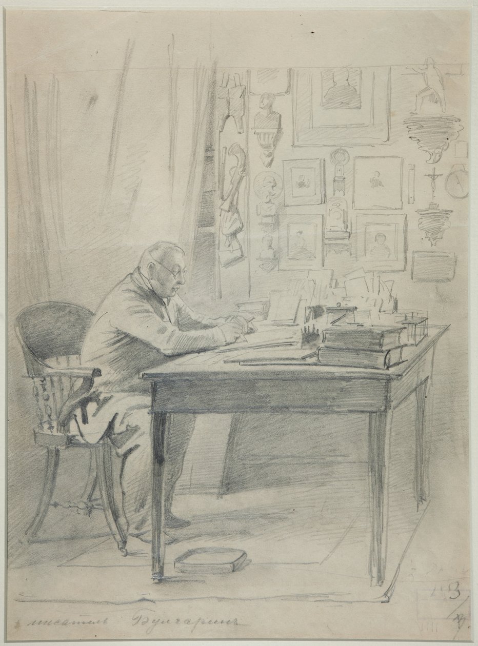 Portret van de auteur Faddei Bulgarin 1789-1859, 1840s door Georg Wilhelm Timm