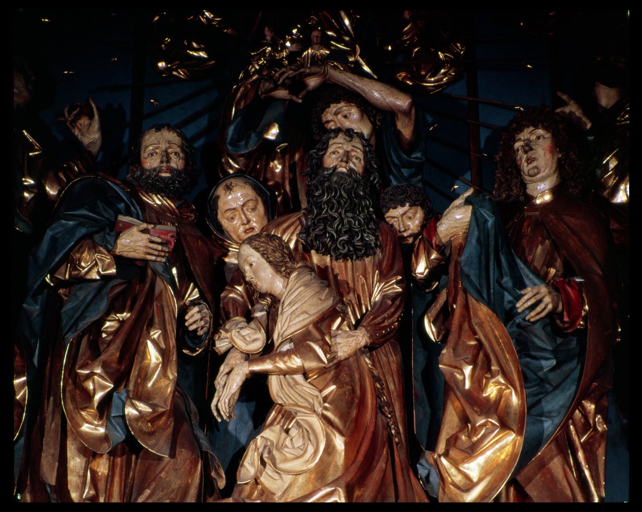 De ontslaping en de tenhemelopneming van de Maagd Maria, altaarstuk detail door Veit or Wit Stoss