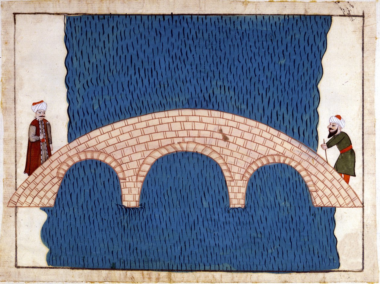 Constantinopel. Galatabrug. Miniatuur uit 