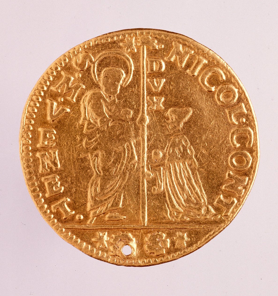 Gouden munt (zecchino of sequin) uit de Republiek Venetië: regering van doge Nicolo Contarini (1630-1631) door Venetian School