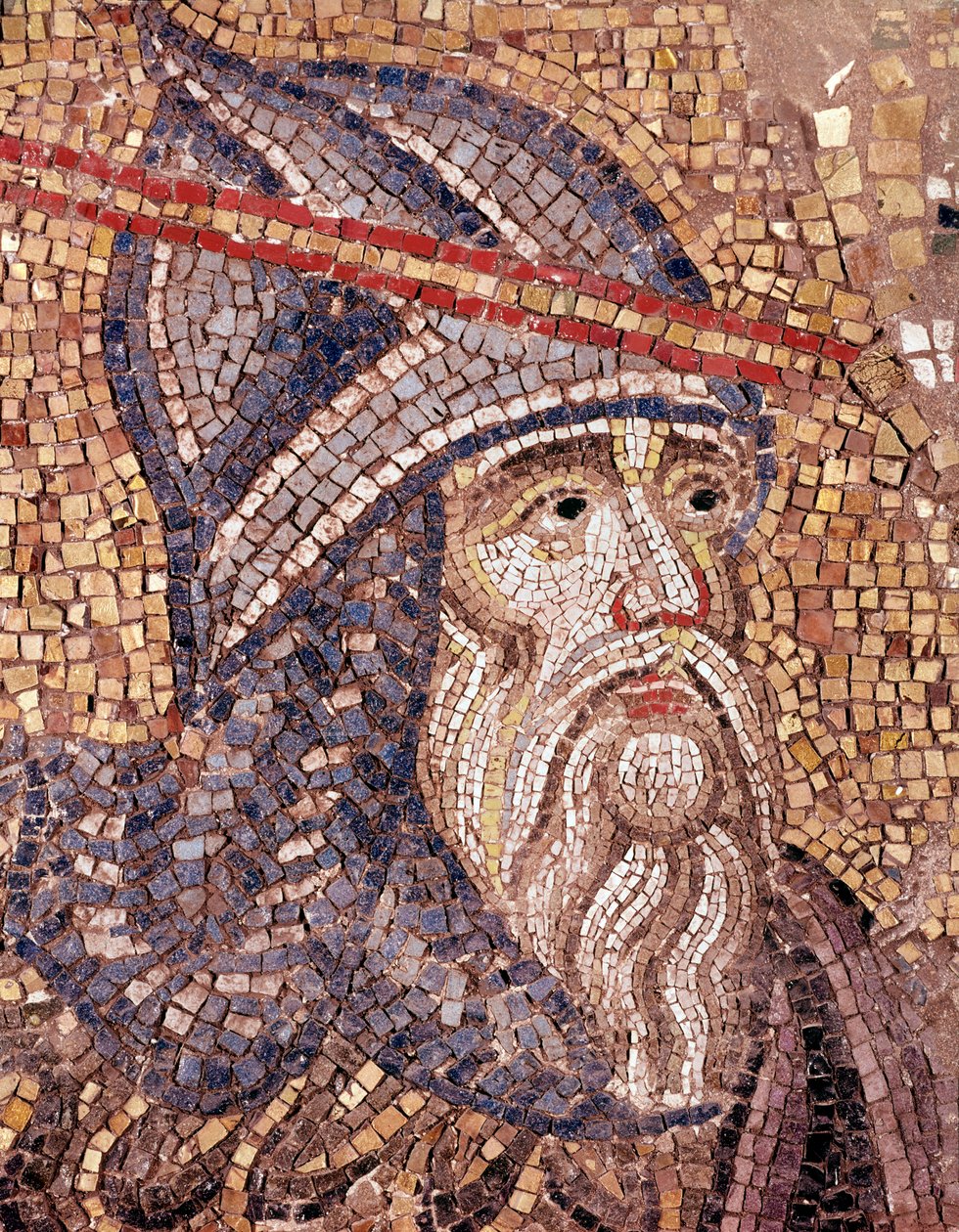 Hoofd van een soldaat (mozaïek) door Veneto Byzantine School