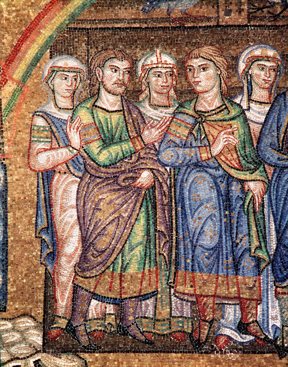 Het leven van Noach, de zonen van Noach (mozaïek detail) door Veneto Byzantine School