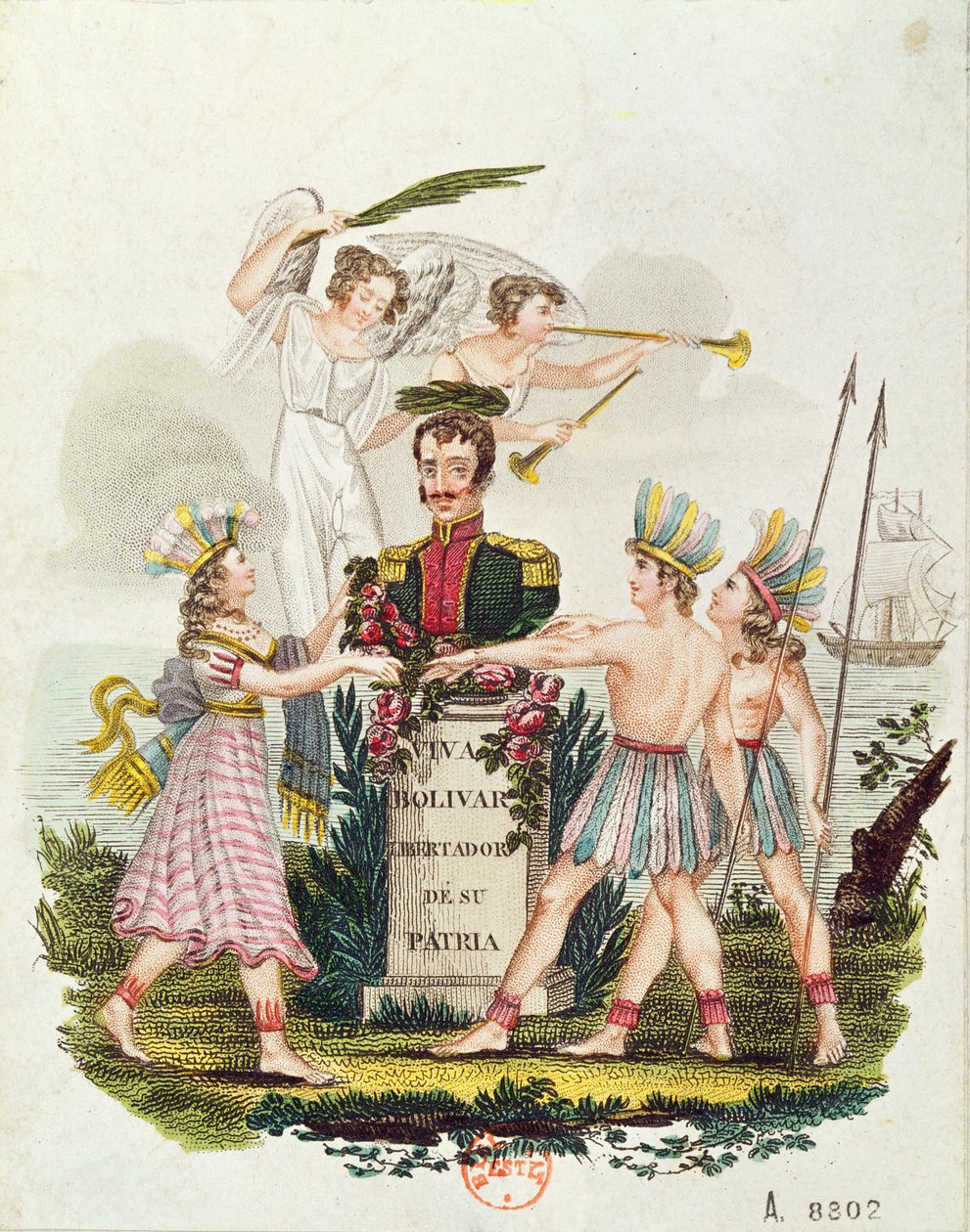 Populaire afbeeldingen die Bolivar verheerlijken, ca. 1840 door Venezuelan School