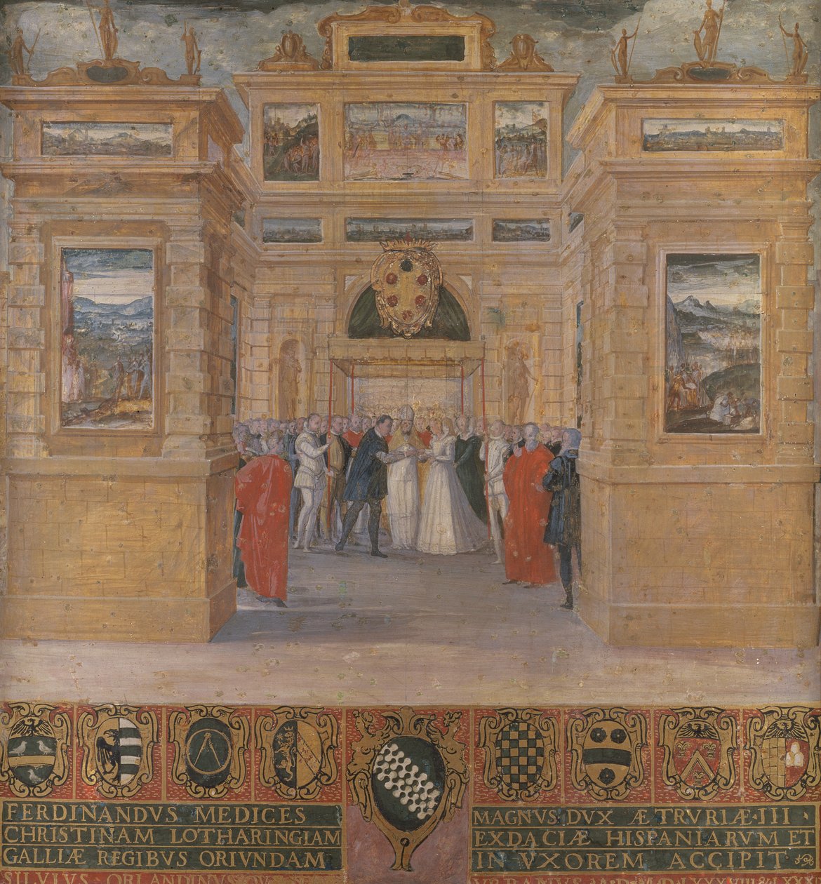 Huwelijk van Groothertog Ferdinand I de Medici met Christine van Lotharingen door Ventura di Arcangelo Salimbeni