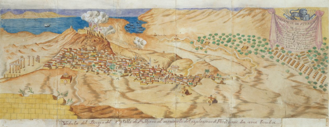 Het bombardement van het Parthenon op 26 september 1687 door Verneda Giacomo Milheau