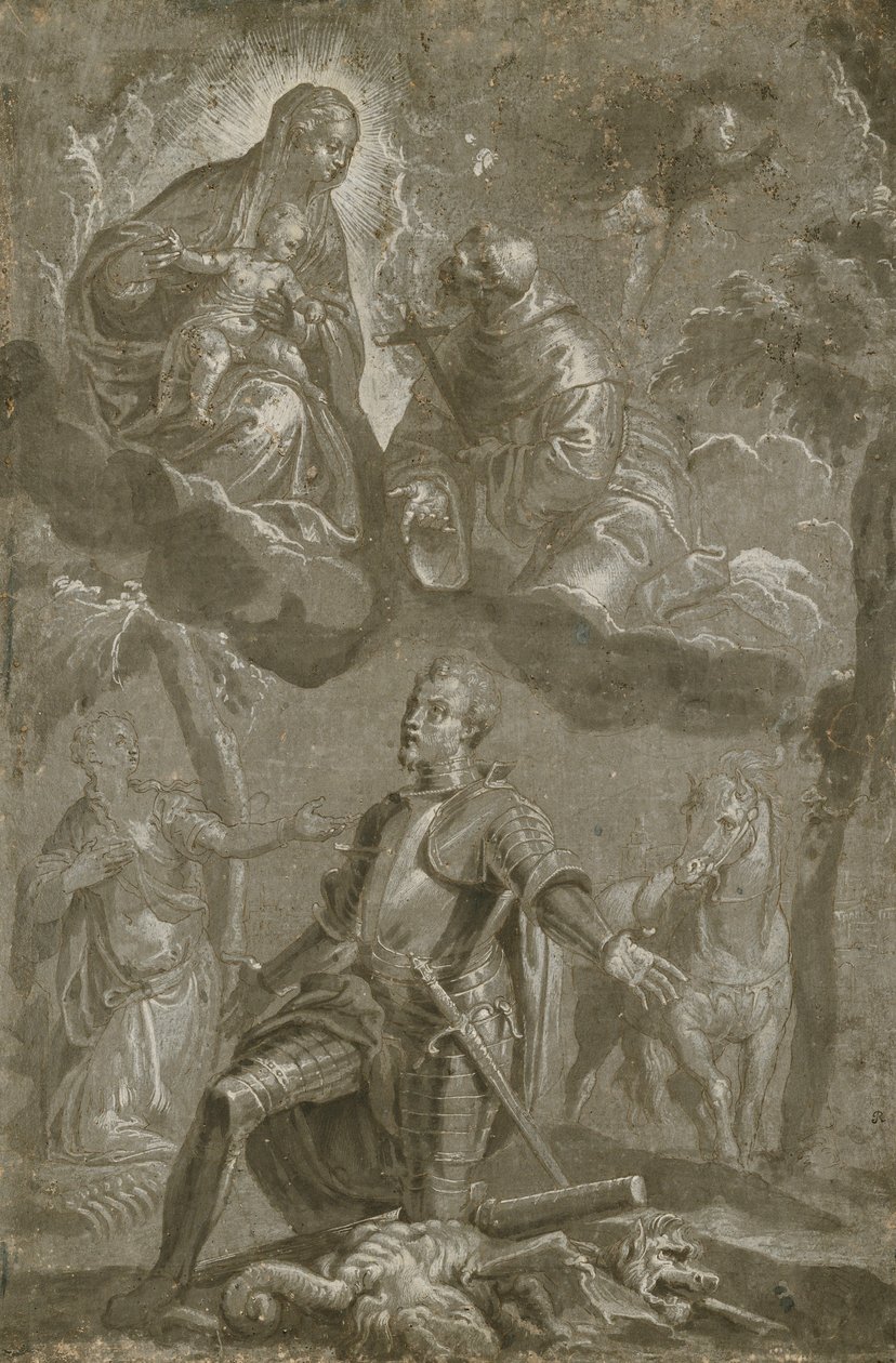 De Maagd en het Kind met Sint Franciscus en Sint Joris door Veronese