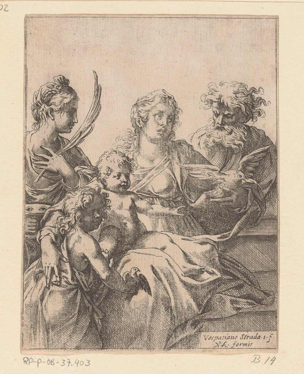Heilige Familie met Johannes de Doper en Elisabet door Vespasiano Strada