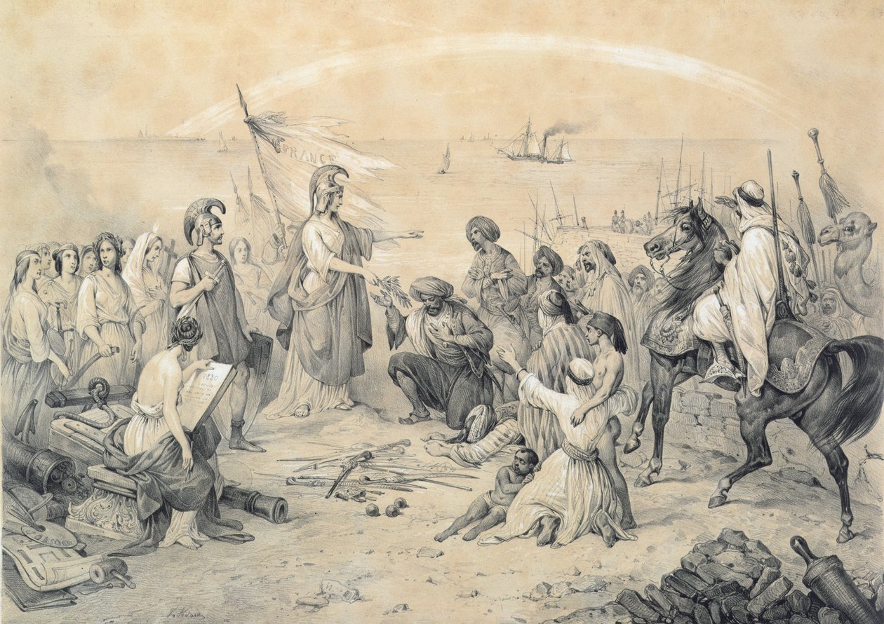 Verovering en Beschaving, allegorie van de Franse invasie van Algerije op 5 juli 1830 door Victor Adam