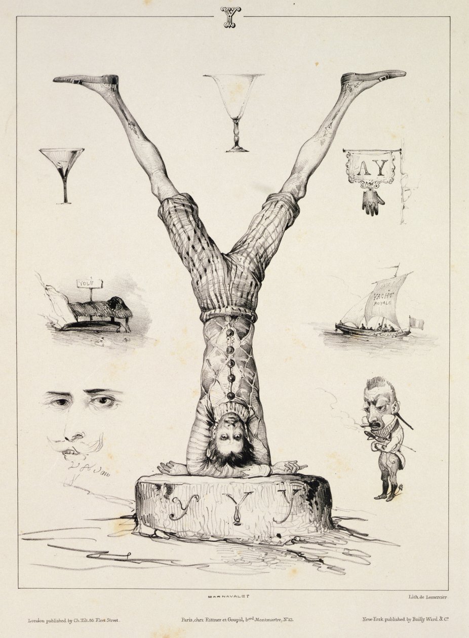 Letter Y uit een alfabetprimer, gegraveerd door Lemercier, 1832 door Victor Adam