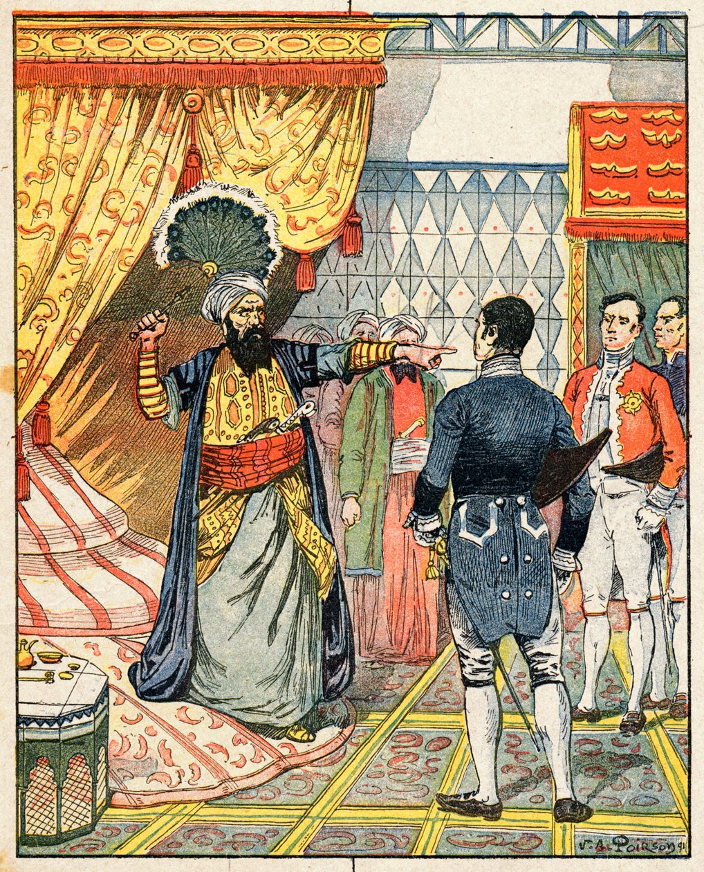 De Dey van Algiers, Hussein ibn El Hussein Slaat de Franse Ambassadeur, M. Deval met een Waaier door Victor-Armand Poirson