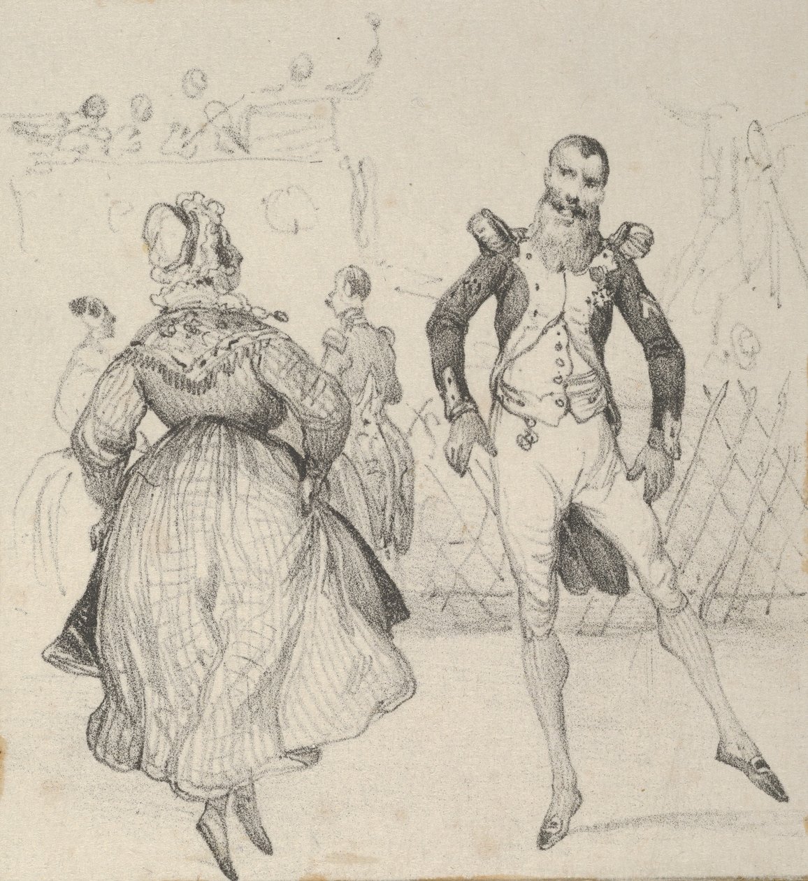 Een soldaat en een vrouw dansen door Victor Adam